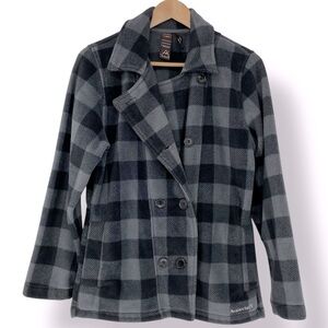 Avalanche black & gray checkered print fleece peacoat wms sz large